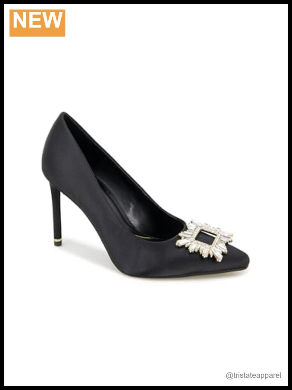Pointed Toe Stiletto Pump with Jewel Detail & Comfort Insole